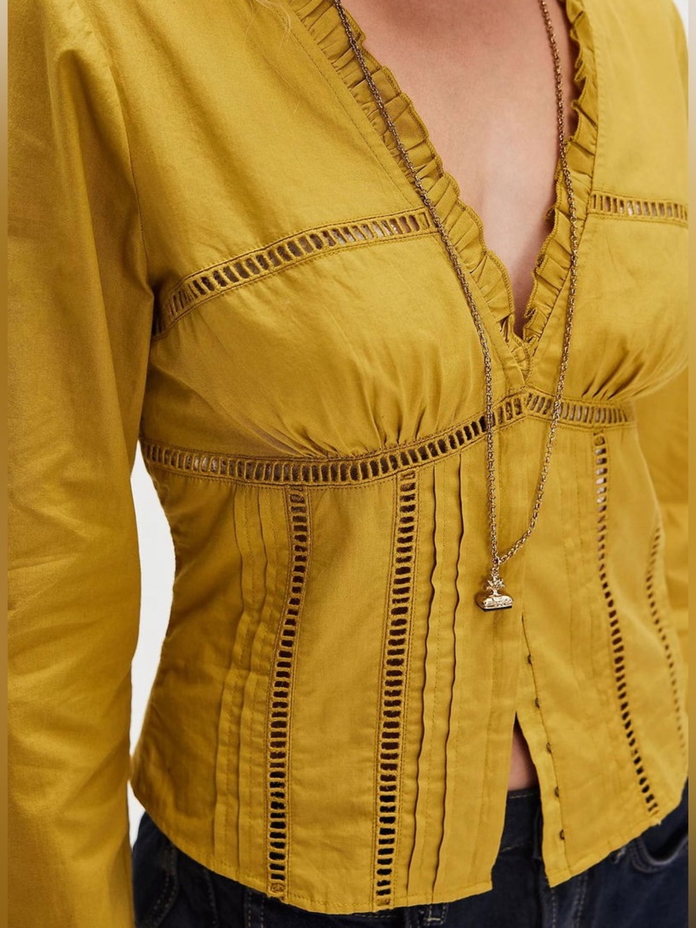 Free People Frankie Corset Top Chartreuse Small - Picture 3 of 10
